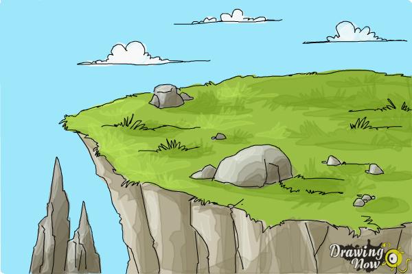 How to Draw a Cliff - Step 9