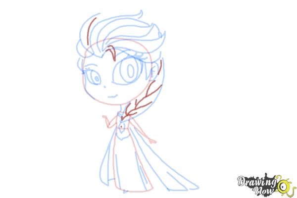 How to Draw a Chibi Elsa from Frozen - Step 11