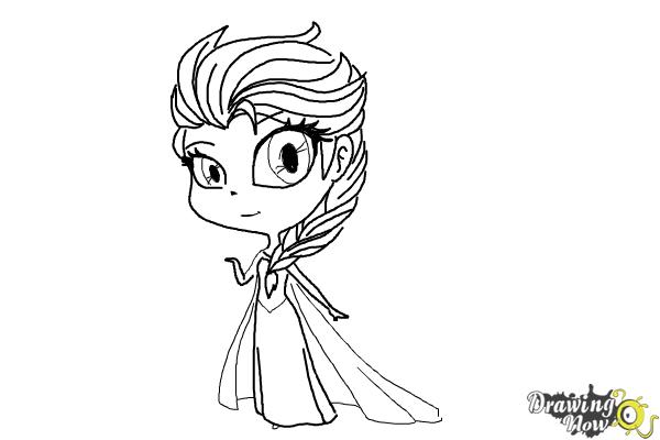 How to Draw a Chibi Elsa from Frozen - DrawingNow