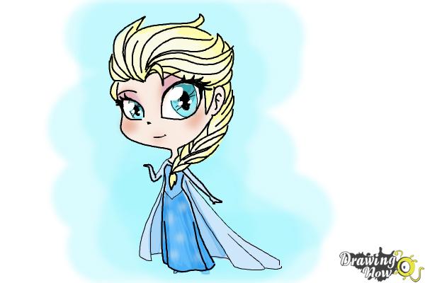 How to Draw a Chibi Elsa from Frozen - Step 13