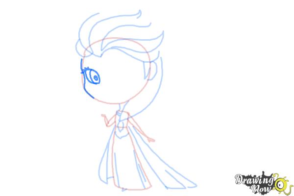 How to Draw a Chibi Elsa from Frozen - Step 8