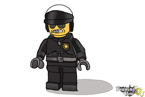 How to Draw Bad Cop from The Lego Movie - Step 14