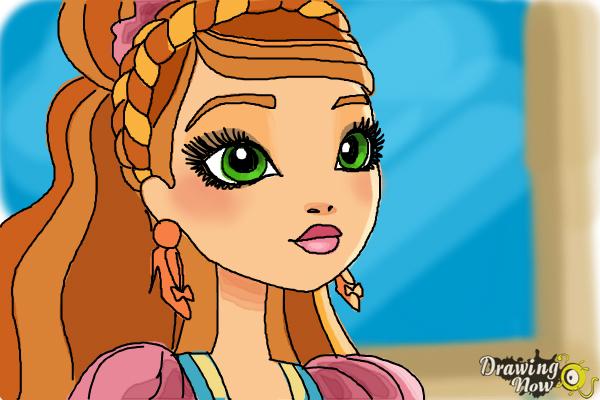 How to Draw Ashlynn Ella The Daughter Of Cinderella from Ever After High - Step 10