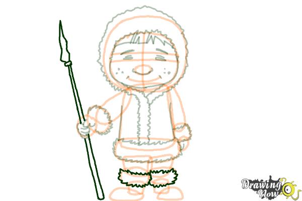 How to Draw an Eskimo - Step 15