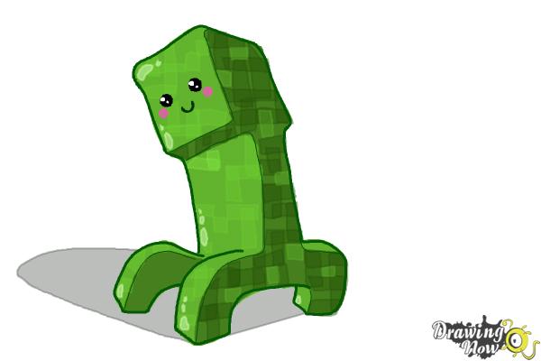 How to Draw a Chibi Minecraft Creeper - Step 9