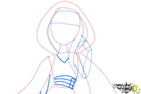 How to Draw Cerise Hood The Daughter Of Little Red Riding Hood from Ever After High - Step 6