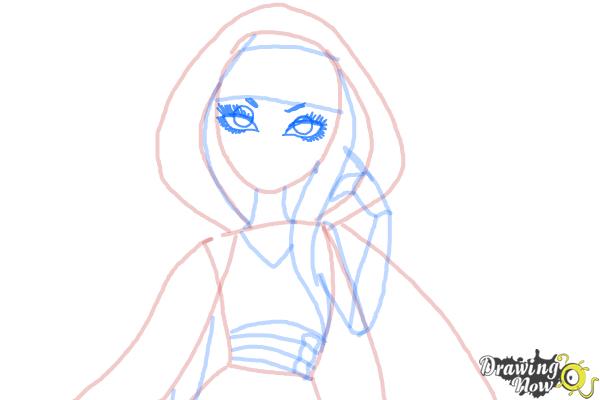 How to Draw Cerise Hood The Daughter Of Little Red Riding Hood from Ever After High - Step 7