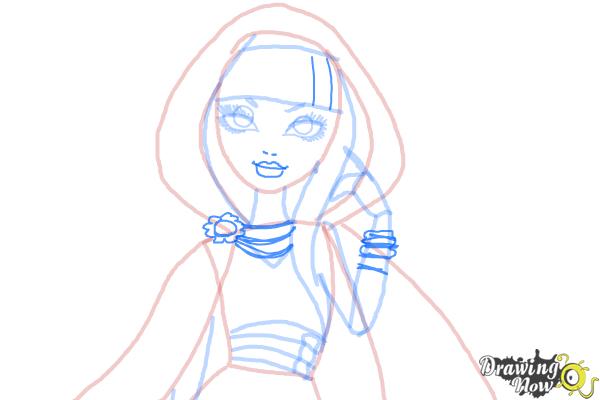How to Draw Cerise Hood The Daughter Of Little Red Riding Hood from Ever After High - Step 8