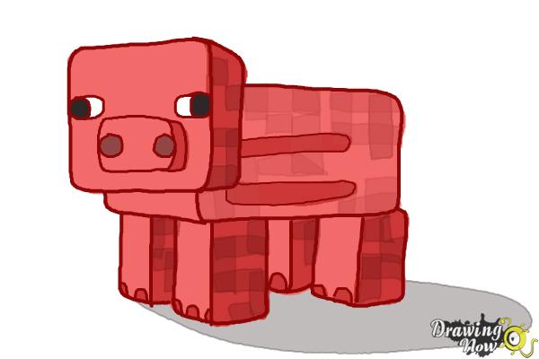 How to Draw a Minecraft Pig - Step 11