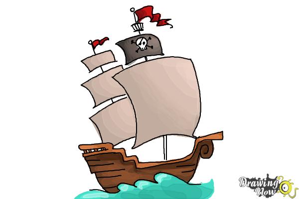 Pirate Ship Drawing  How To Draw A Pirate Ship Step By Step