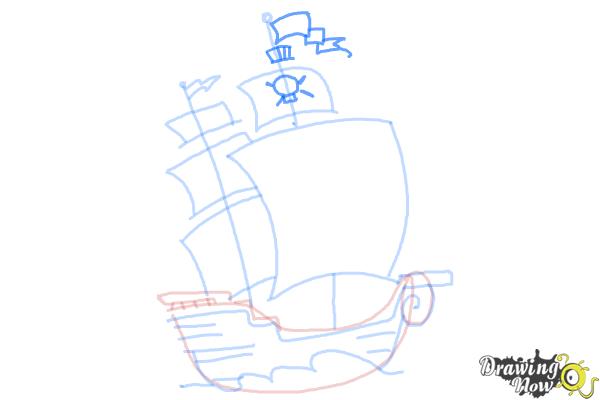 How to Draw a Pirate Ship For Kids - Step 8 How to Draw a Pirate Ship For Kids - Step 8