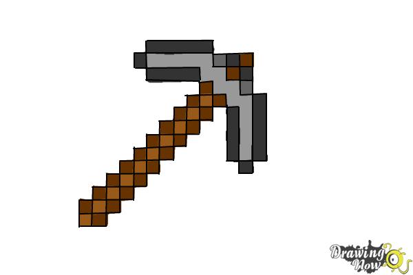 How to Draw a Minecraft Pickaxe - Step 10