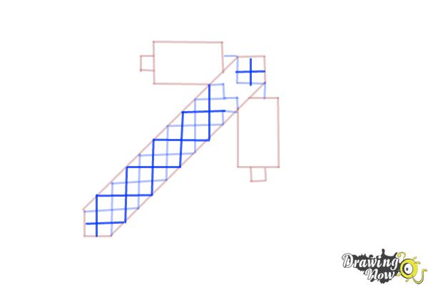 How to Draw a Minecraft Pickaxe - Step 7