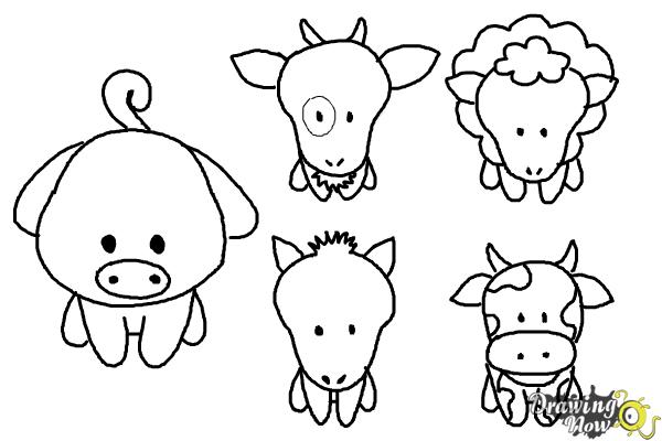 How To Draw Farm Animals For Kids Drawingnow