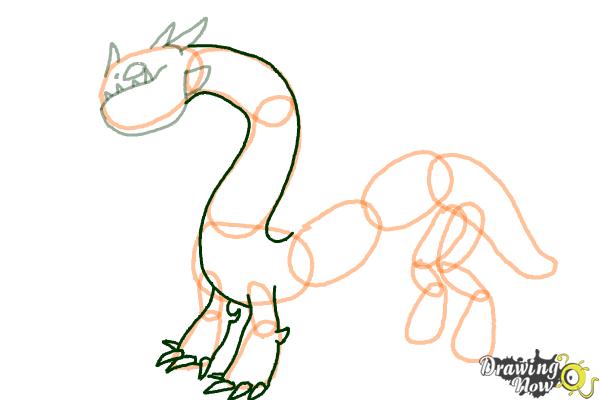 How to Draw a Grapple Grounder Dragon from How to Train Your Dragon - Step 5