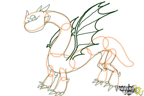 How to Draw a Grapple Grounder Dragon from How to Train Your Dragon - Step 7