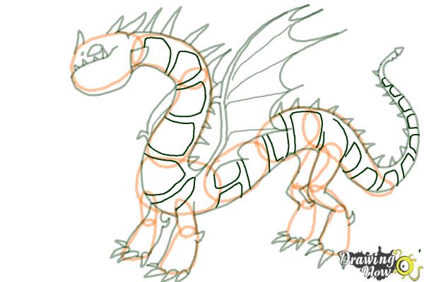 How to Draw a Grapple Grounder Dragon from How to Train Your Dragon - Step 9