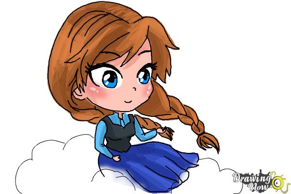How to Draw Chibi Anna from Frozen - Step 10