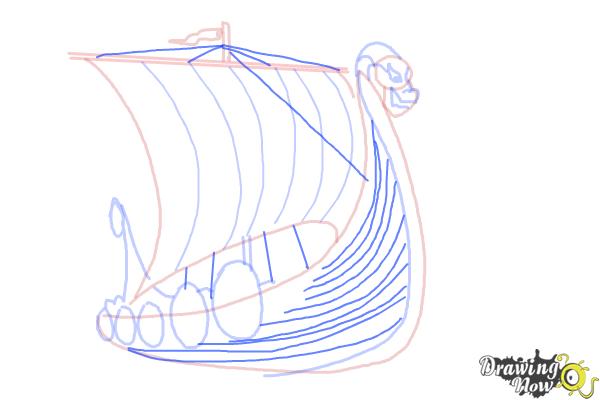How to Draw a Viking Ship - Step 7