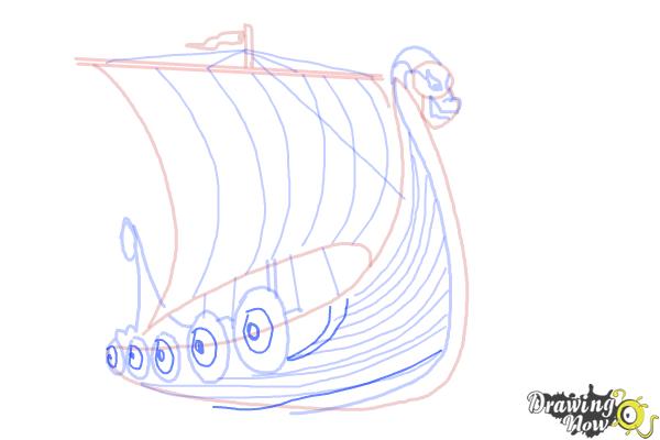 How to Draw a Viking Ship - Step 8
