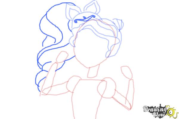 How to Draw Kitty Cheshire The Daughter Of The Cheshire Cat from Ever After High - Step 6