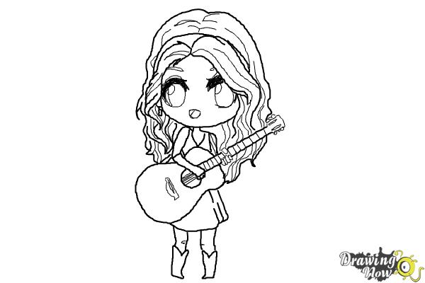 How to Draw Chibi Taylor Swift - Step 12 How to Draw Chibi Taylor Swift - Step 12