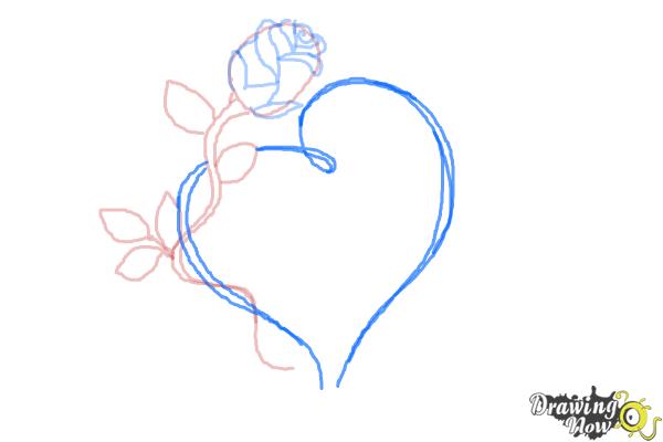 How to Draw a Rose With a Heart - Step 8