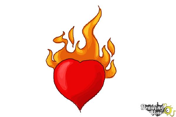 How to Draw a Heart On Fire - Step 5