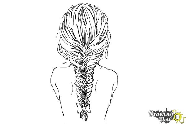 How to Draw a Fishtail Braid - Step 10