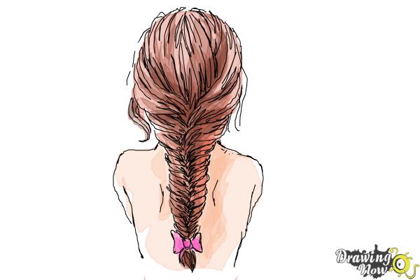 How to Draw a Fishtail Braid - Step 11