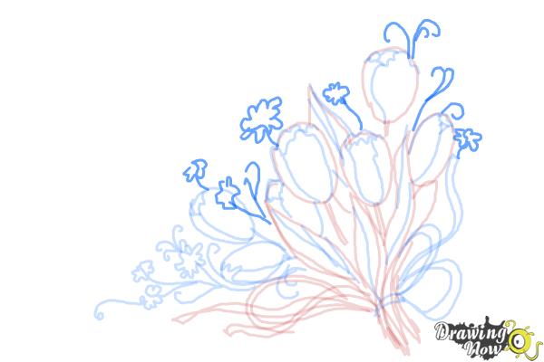 How to Draw a Bouquet Of Flowers - Step 10