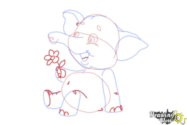 How to Draw a Cartoon Elephant - Step 10