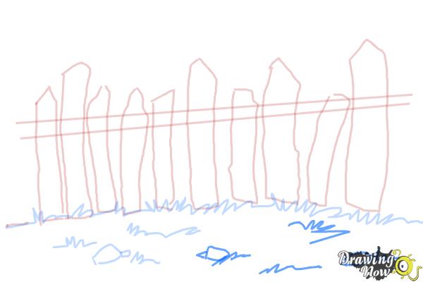 How to Draw a Fence - Step 6