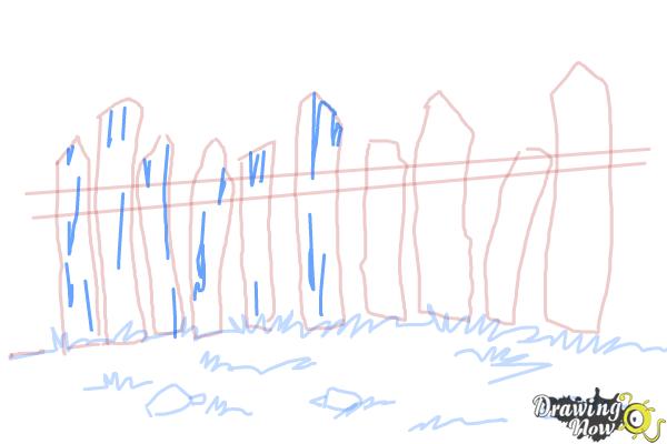 How to Draw a Fence - Step 7