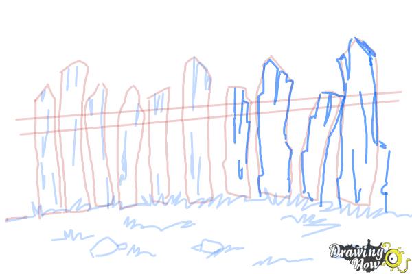 How to Draw a Fence - Step 8