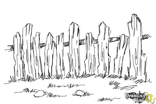 Fence Drawing  How To Draw A Fence Step By Step