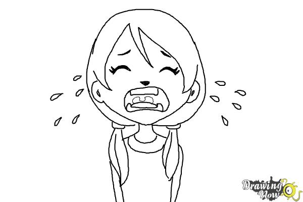Anime Girl Crying Coloring Page