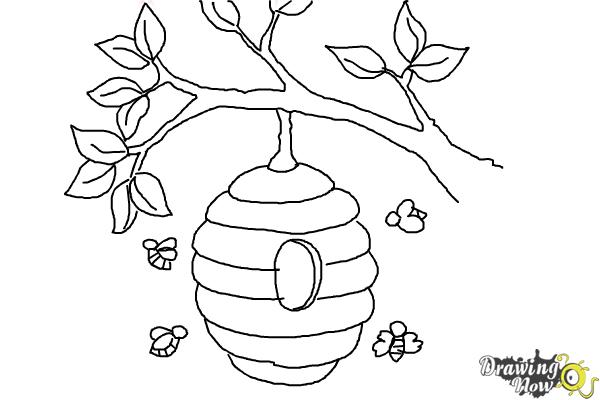 How to Draw a Beehive - Step 9