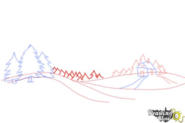 How to Draw a Winter Scene - Step 7