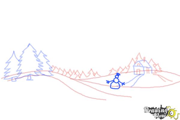 How to Draw a Winter Scene - Step 8