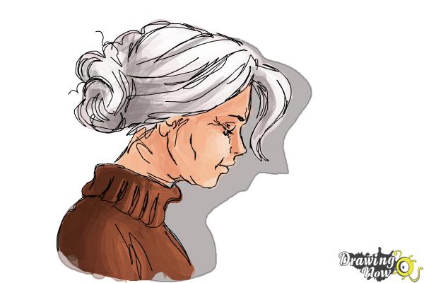 How to Draw an Old Woman - Step 8