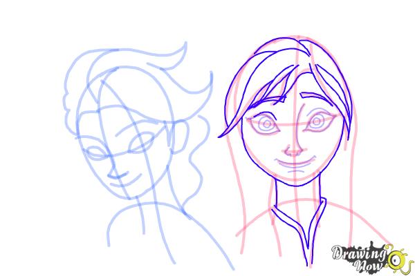 How to Draw Anna And Elsa from Frozen - Step 14