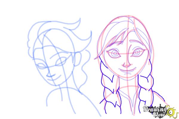 How to Draw Anna And Elsa from Frozen - DrawingNow