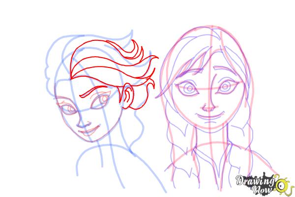 How to Draw Anna And Elsa from Frozen - Step 17 How to Draw Anna And Elsa from Frozen - Step 17