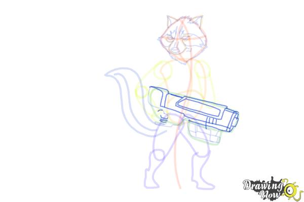 How to Draw Rocket Raccoon from Guardians Of The Galaxy - Step 12