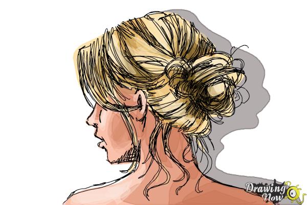 How to Draw a Messy Bun - Step 10