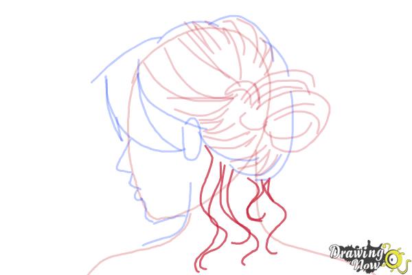 How to Draw a Messy Bun - Step 7