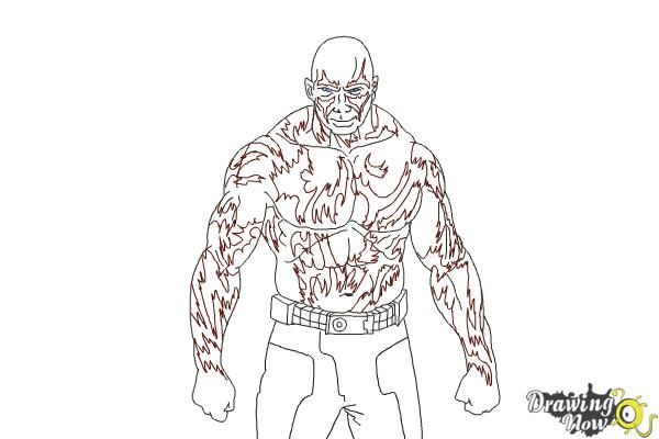 How to Draw Drax The Destroyer from Guardians Of The Galaxy - Step 13