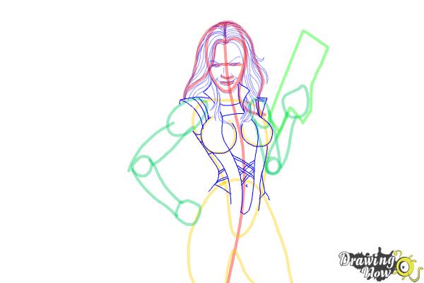 How to Draw Gamora from Guardians Of The Galaxy - Step 5