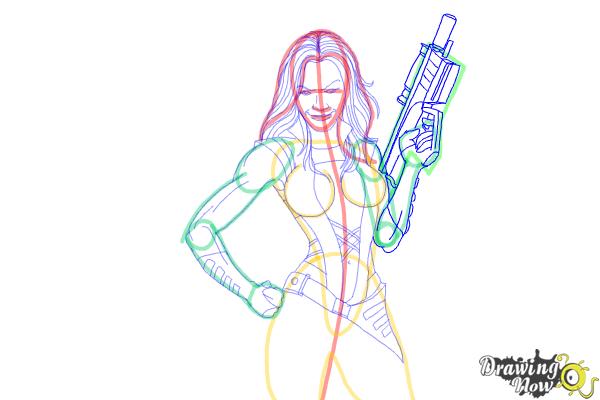 How to Draw Gamora from Guardians Of The Galaxy - Step 7